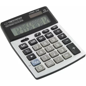 Calculator de birou Esperanza Newton, ECL102, solar sau baterie cu 12 Digits, Negru/Gri