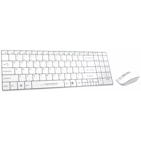 Combo mouse+tastatura wireless Esperanza Liberty, EK122K, 800-1600dpi, 99 taste, Alb