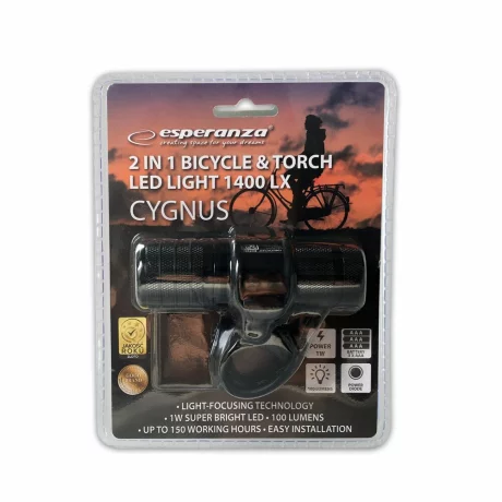 Far bicicleta 2 in 1 Esperanza Cygnus, EOT056, 100 lumeni,  Negru