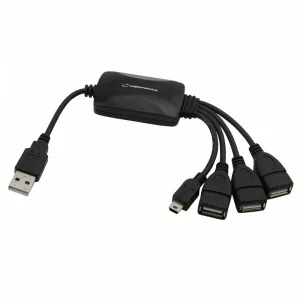 Hub Esperanza, EA114, Usb 2.0, 4 porturi, Negru