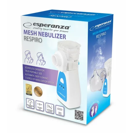 Inhalator/Nebulizator Esperanza Respiro, ECN006, 2W, capacitate 12ml, Alb/Albastru