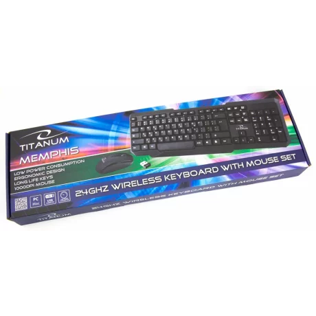 Kit tastatura si mouse Esperanza Memphis, TK108UA, 2.4GHz, 10m, USB, US layout , Negru