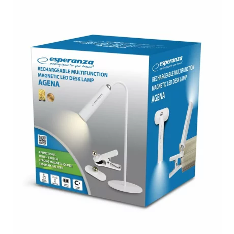 Lampa de birou LED Esperanza Agena 3in1, ELD118W, 3W, 1800mAh, USB-C, Alb