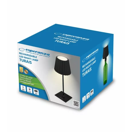 Lampa de birou LED Esperanza Turais ELD120K, 3W, 2400mAh, USB-C, Negru