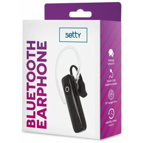 Casca Mono Wireless Setty SBT-01, Bluetooth, Negru