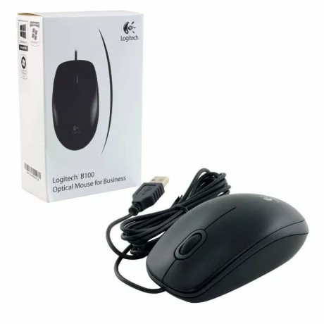 Logitech Corded Optical Mouse B100, 1000 DPI, Black