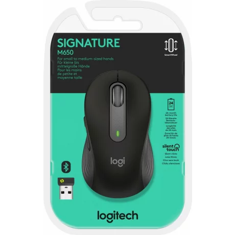 Logitech Wireless Mouse M650 Signature, range: 400-4000 DPI, Graphite