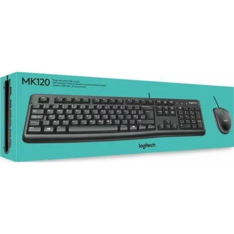 Logitech Corded Combo MK120, Keyboard &amp; Mouse, US International layout, USB, Black