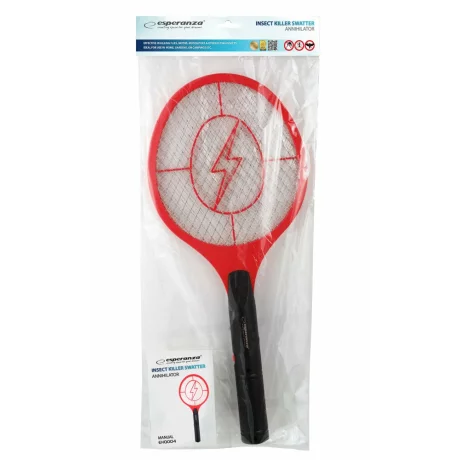 Paleta electrica anti-insecte Esperanza Anihilator, EHQ004, 3W, 22cm, Negru/Rosu