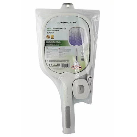 Paleta electrica anti-insecte Esperanza Bluster, EHQ011, 3W, 22.1cm, LED UV, Alb