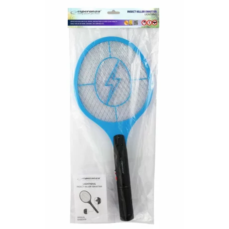 Paleta electrica anti-insecte Esperanza Lightning, EHQ009, 3W, 21.5cm, Negru/Albastru