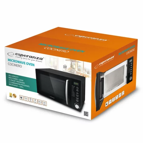 Cuptor cu microunde Esperanza Cocinero, EKO010, 700W, 20l, Negru