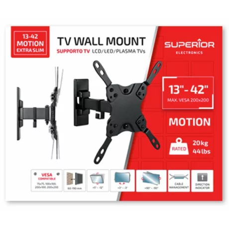 Suport Perete Superior SUPSTV009, 13&quot;-42&quot;, 20 Kg, Negru