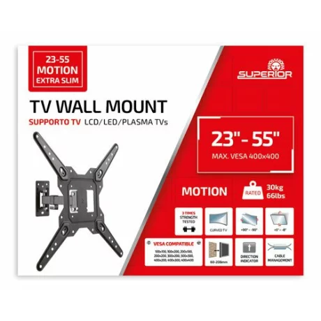 Suport Perete Superior SUPSTV017, 23&quot;-55&quot;, 30 Kg, Negru