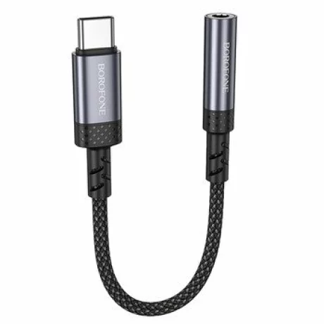 Adaptor audio Borofone BV24 Graceful, Type C la jack 3,5mm, Gri