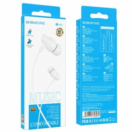 Casti cu microfon Borofone BM61 Wanderer, Alb
