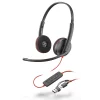 Casti Poly Blackwire 3220, adaptor USB-C/A, cu fir, negru