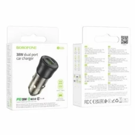 Incarcator auto Borofone BZ25 Journey, USB + Type C, PD38W, 3A, Negru