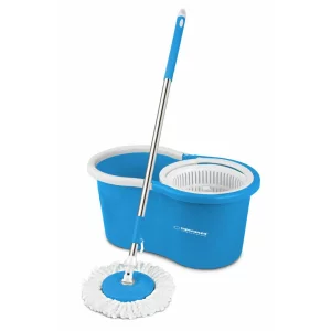 Set mop rotativ Esperanza Perfect Clean EHS005, cu galeata si storcator, rotire 360 grade, Alb/Albastru