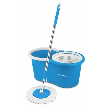 Set mop rotativ Esperanza Perfect Clean EHS005, cu galeata si storcator, rotire 360 grade, Alb/Albastru