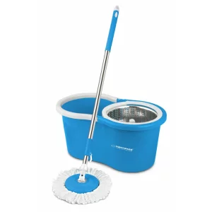 Set mop rotativ Esperanza Spin Mop EHS006, cu galeata si storcator, rotire 360 grade, Alb/Albastru
