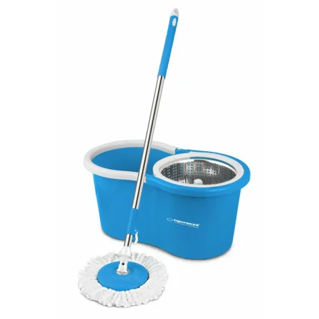 Set mop rotativ Esperanza Spin Mop EHS006, cu galeata si storcator, rotire 360 grade, Alb/Albastru