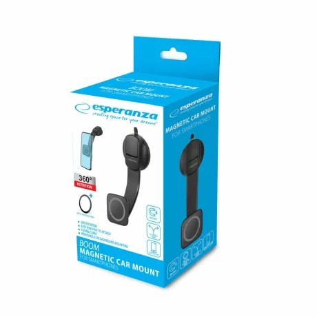 Suport auto pentru telefon Esperanza BOOM, EMH145, magnetic, Negru