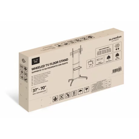Suport Perete Pro Superior SUPSTV022, 37&quot;-70&quot;, 50kg, cu roti, Negru