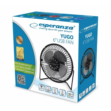 Ventilator portabil Esperanza YUGO, EA149K, USB, 2.5W, Negru