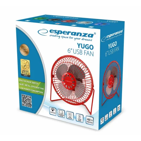 Ventilator portabil Esperanza YUGO, EA149R, USB, 2.5W, Rosu
