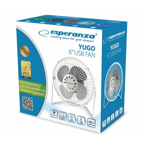 Ventilator portabil Esperanza YUGO, EA149W, USB, 2.5W, Alb