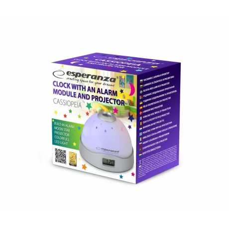 Ceas alarma si proiector Esperanza CASSIOPEIA, EHC001, Gri