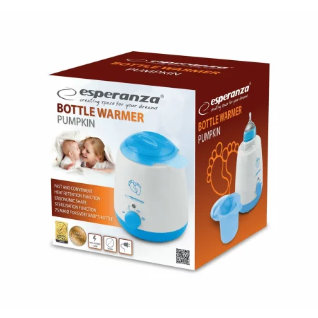 Incalzitor de biberon Esperanza PUMPKIN, EKB002, 100W, 300ml,  Alb/Albastru