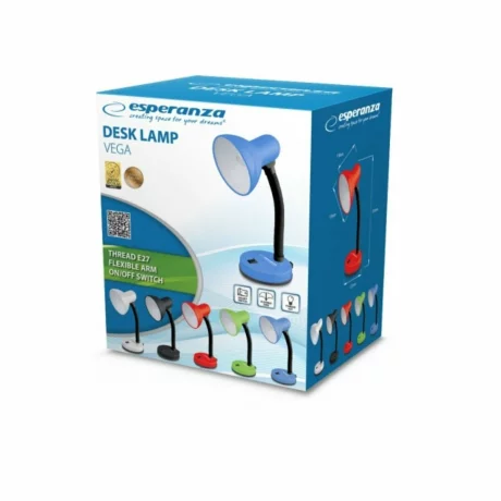 Lampa de birou E27 Esperanza VEGA, ELD109B, cu brat flexibil, 12W, Albastru