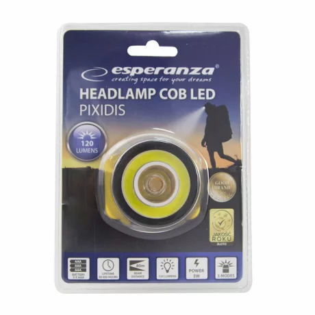 Lanterna frontala Esperanza PIXIDIS, EOT033, LED Cob, 120 lumeni, 3W, Negru/Galben