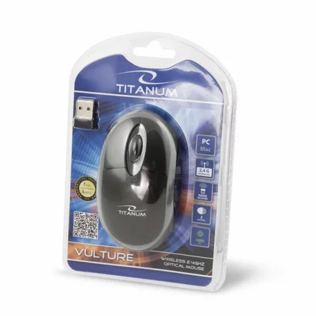 Mouse optic wireless Esperanza VULTURE, TM116E, 3 butoane, 2.4GHz, Usb, 1000dpi, Negru/Gri