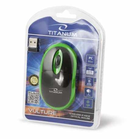 Mouse optic wireless Esperanza VULTURE, TM116G, 3 butoane, 2.4GHz, Usb, 1000dpi, Negru/Verde