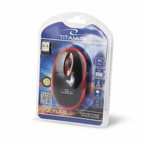 Mouse optic wireless Esperanza VULTURE, TM116R, 3 butoane, 2.4GHz, Usb, 1000dpi, Negru/Rosu