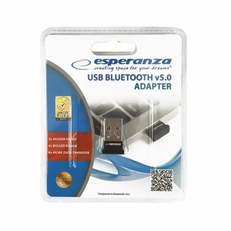 Adaptor Bluetooth Esperanza, EA160, v.5.0, USB 2.0, Negru