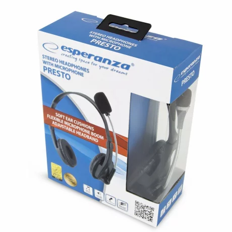 Casti stereo cu microfon Esperanza PRESTO, EH115, Negru