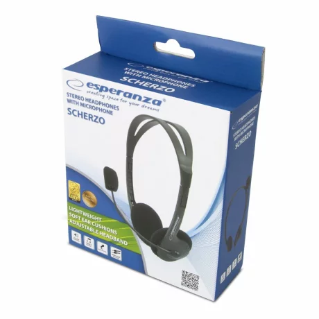 Casti stereo cu microfon Esperanza SCHERZO, EH102, Negru