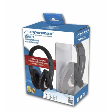 Casti stereo cu microfon Esperanza SONATA, EH118, Negru