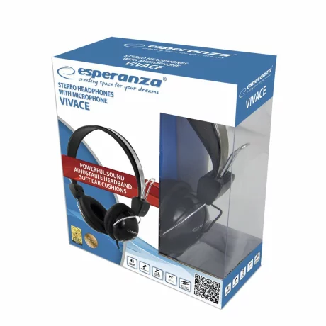 Casti stereo cu microfon Esperanza VIVACE, EH108, Negru