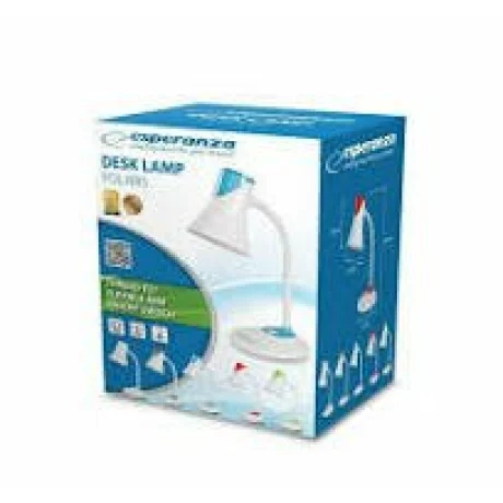 Lampa de birou E27 Esperanza POLARIS, ELD111R, cu brat flexibil, 12W, Alb/Rosu