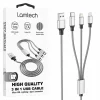 Cablu Date si Incarcare Lamtech, 3in1, USB la Type-C/Lightning/Micro USB, Invelis metalic, 2A, 1m, Argintiu