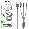 Cablu Date si Incarcare Lamtech, 3in1, USB la Type-C/Lightning/Micro USB, Invelis metalic, 2A, 1m, Negru