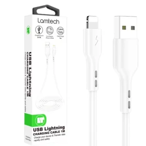 Cablu Date si Incarcare Lamtech, USB la Lightning, 2.4A, 1m, Alb