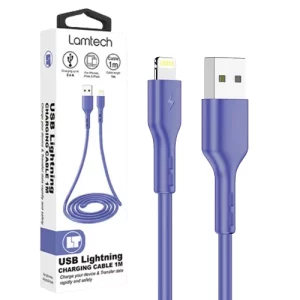 Cablu Date si Incarcare Lamtech, USB la Lightning, 2.4A, 1m, Albastru