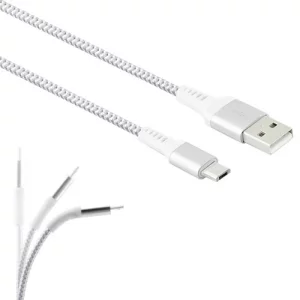 Cablu Date si Incarcare Lamtech, USB la MicroUSB, Incasabil, 2A, 2m, Argintiu