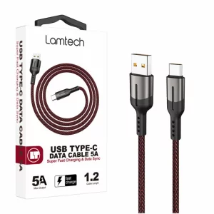 Cablu Date si Incarcare Lamtech, USB la Type-C, 5A, 1.2m, Negru